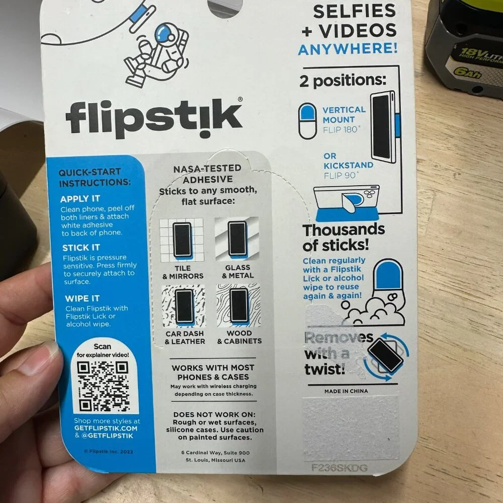 Flipstik 3.0 Foldable Adhesive Phone Mount Stand Sticky Rose Quartz New